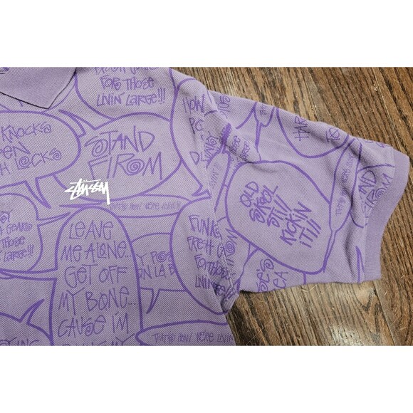 Rare old Stussy all-over print speech bubble polo shirt, size XL - Picture 4 of 13